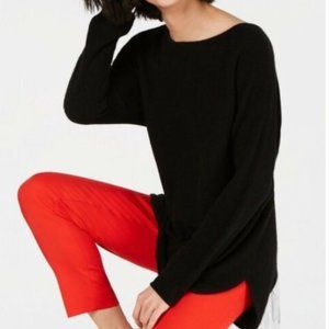 Pure Cashmere Long-Sleeve Shirttail Sweater, NWT